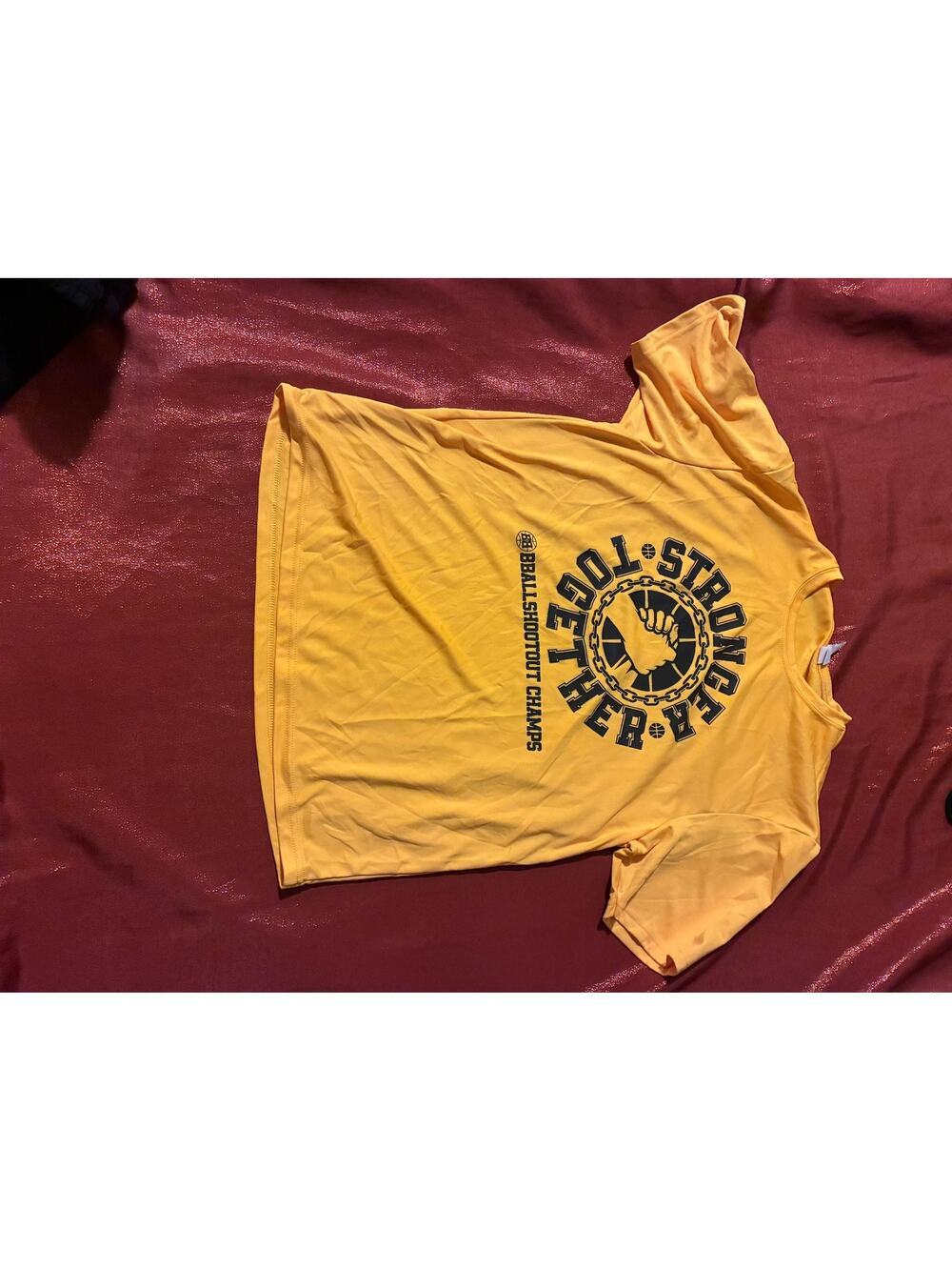 A4 T-Shirt Mens S Stronger Together Graphic Ballshootout Champs Yellow Tee